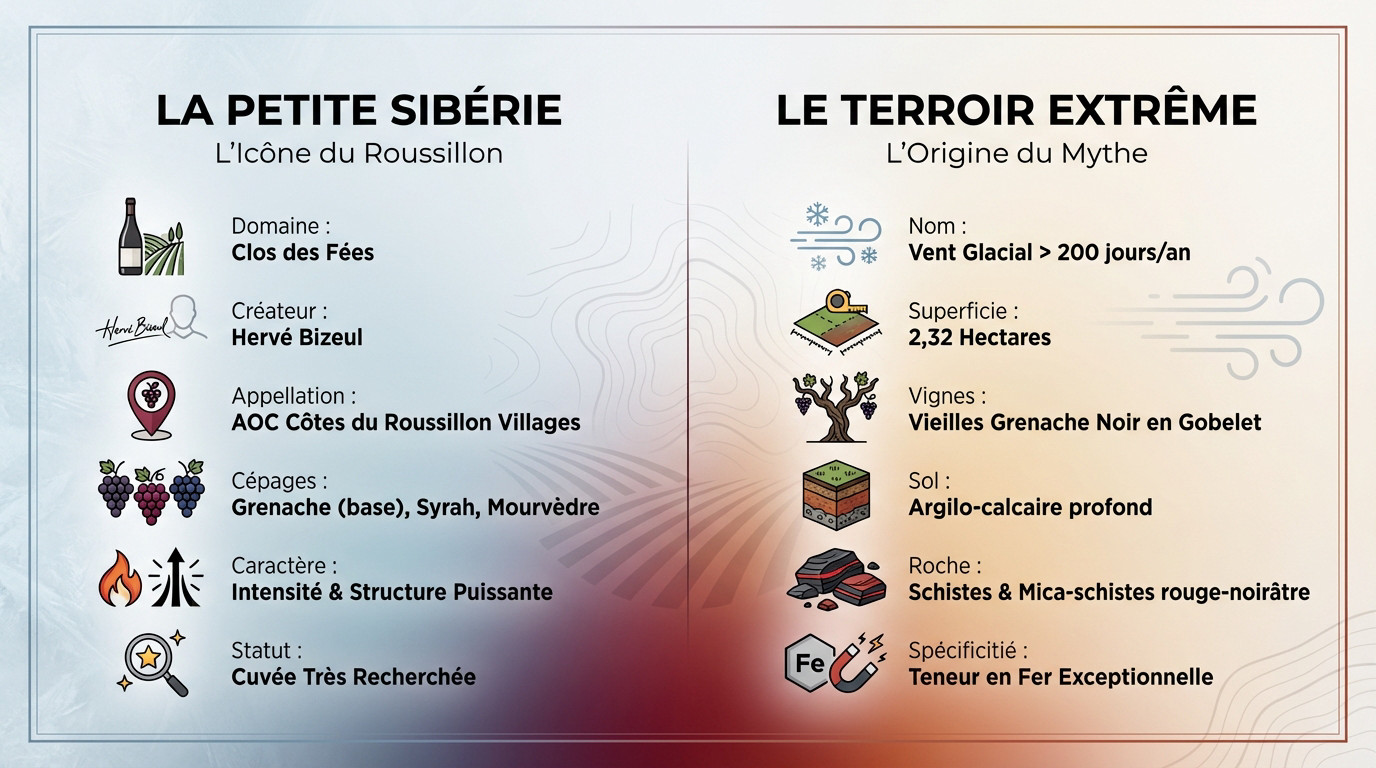 Vignes de La Petite Sibérie du Clos des Fées sur un terroir de schistes et d'argilo-calcaire